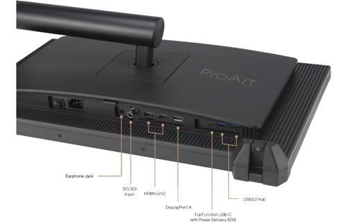 photo of the rear and bottom of the PA24US with highlighted connectors