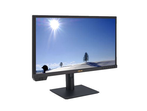 ProArt PA24US displaying HDR video of a snow filled landscape with hills, isolated trees and bright blue skies