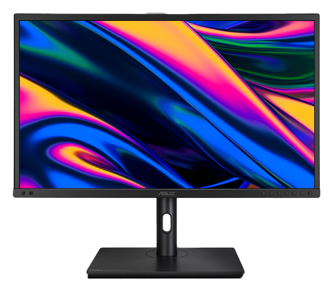 front view of the PA27DCE-K showing the OLED panel, ASUS 26.9 ProArt 4K HDR OLED Display PA27DCE-K