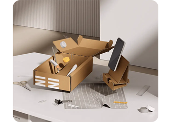 image of showing carboard box on crafting mat