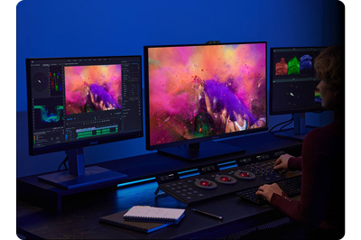 Colourist grading footage on ASUS ProArt PA32DC OLED Profesional Monitor