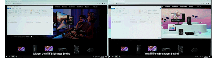 animated gif of ProArt PA32DC uniform brightness settings