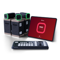 3 maki live cameras with control surafce and an ipad with the maki studio app