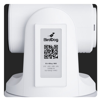 close up of the birddog ptz camera e-ink label