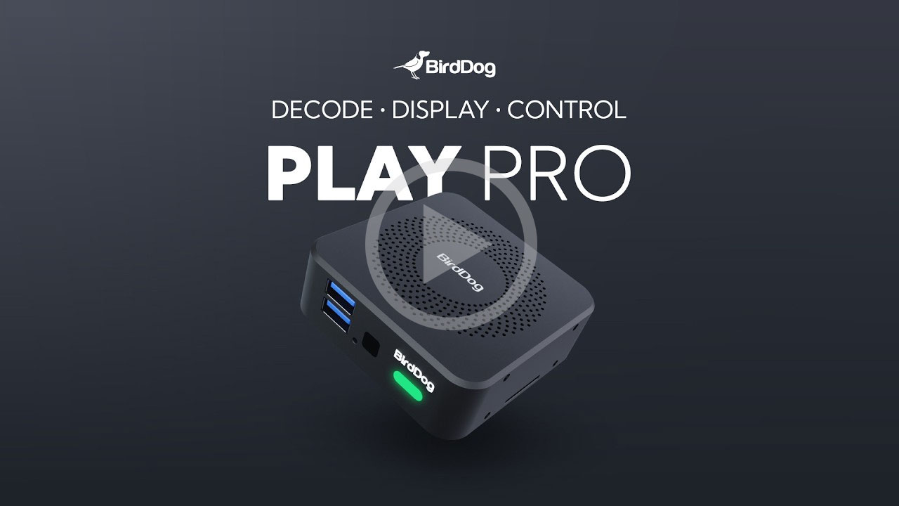 video thumbnail showing the birddog play pro angled on a grey gradient background