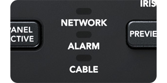 Status Indicator LED lights for network alarm and cable connections