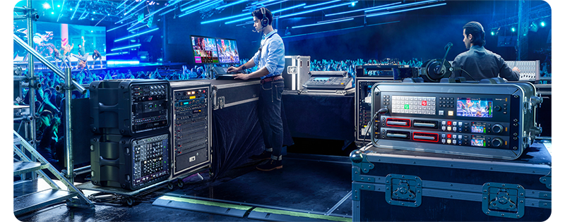 image of Live production control room at a live event using blackmagic design ATEM 4 M/E Constellation 4K