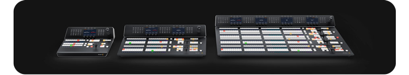 Blackmagic ATEM Advanced Panels Series together on black background