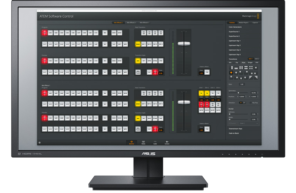 monitor with blackmagic ATEM software Control running