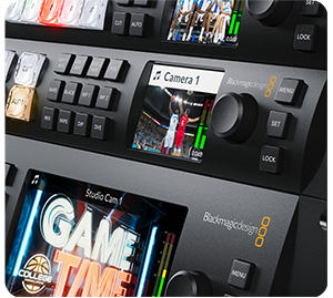 Close up image of Blackmagic ATEM 4 M/E Constellation 4K front display and controls
