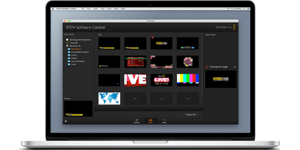 atem control software interface on a laptop