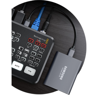 atem mini extreme conected to a samsung usb drive