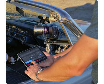 blackmagic cinema camera 6k being controlled wirelessly from a tablet with bluetooth