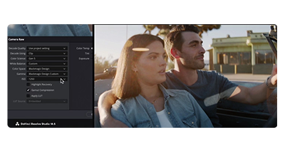 DaVinci Resolve Studio ISO, Man and woman sat in a convertible classic car, blackmagic cinema camera 6k