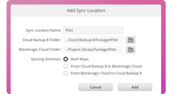 Blackmagic Cloud Backup 8 software window