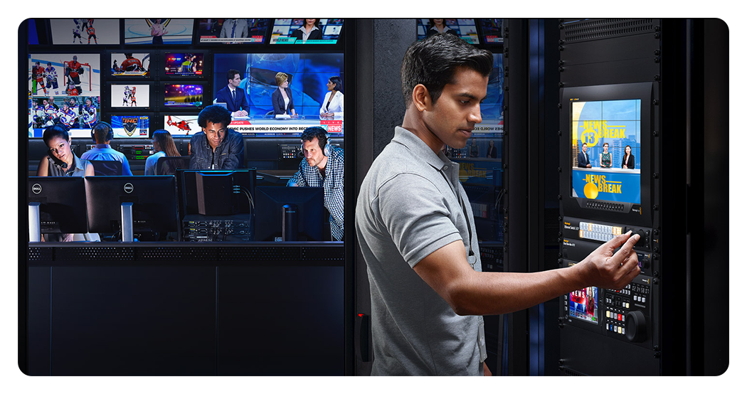 blackmagic ethernet switch in use in a broadcast studio