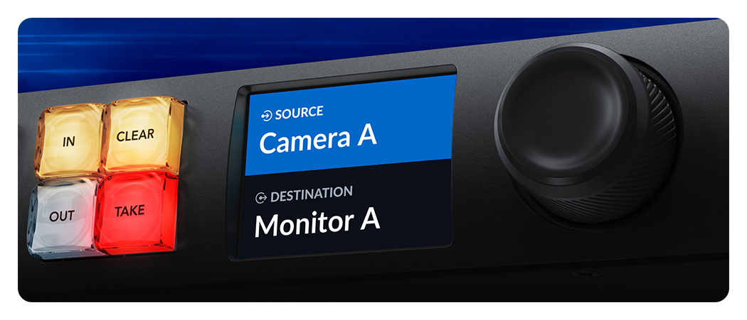 close up of the blackmagic ethernet switch front panel