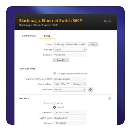 blackmagic ethernet switch interface