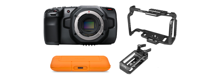 Blackmagic Pocket Cinema Camera 6K w/ SmallRig Cage + SmallRig SSD Mount & 2TB LaCie Rugged SSD