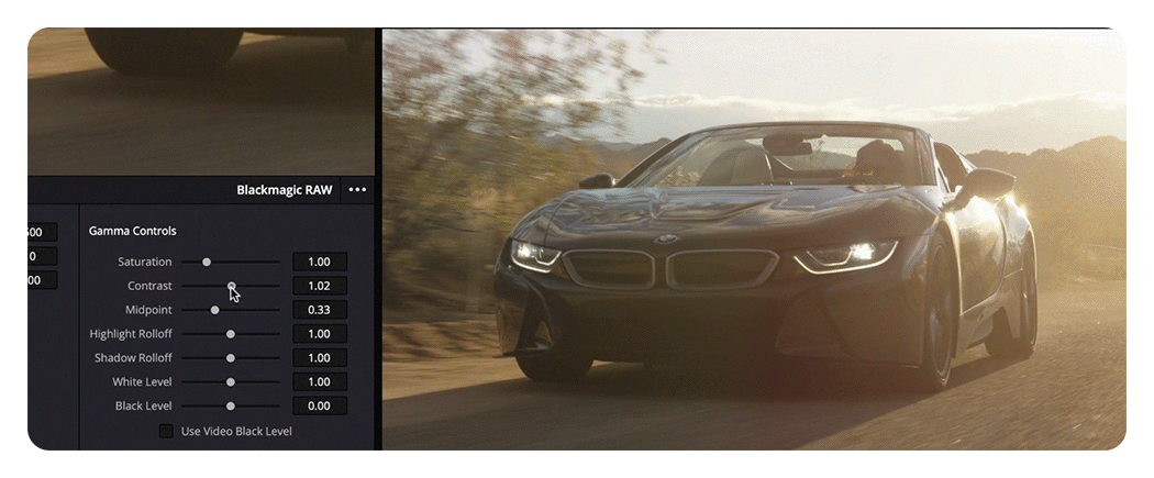 blackmagic pyxis 12k contrast adjustment example