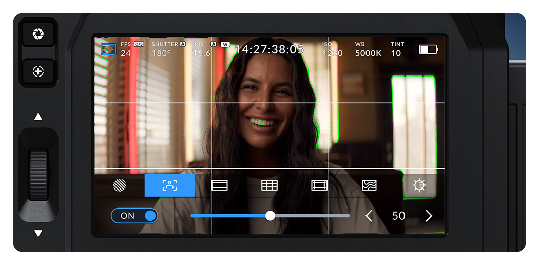 close up of the blackmagic pyxis 12k monitor