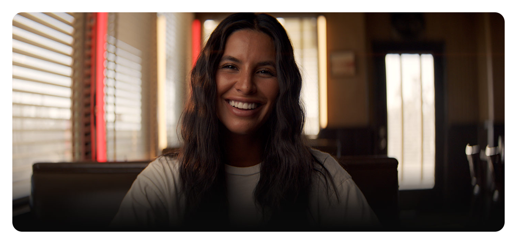 sample image of woman smiling taken with the blackmagic pyxis 12k