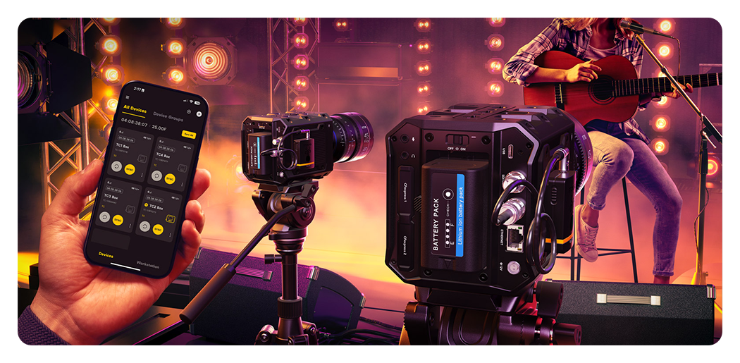 blackmagic pyxis 12k being used to film a band on stage