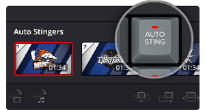 DaVinci Resolve Replay Editor Auto Stinger key with resolve graphics window in background