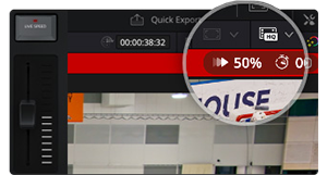 DaVinci Resolve Replay Editor close up on playback speed