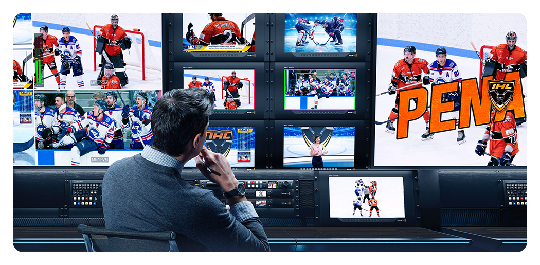 blackmagic smartview 4k in a broadcast studio with tally light