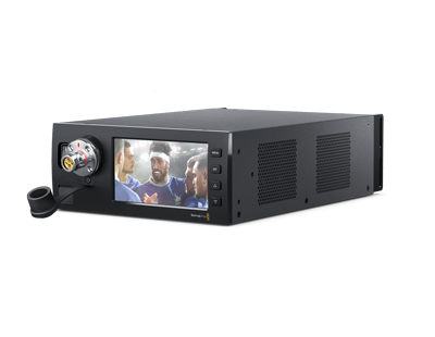 angled photo of the blackmagic design studio fiber converter