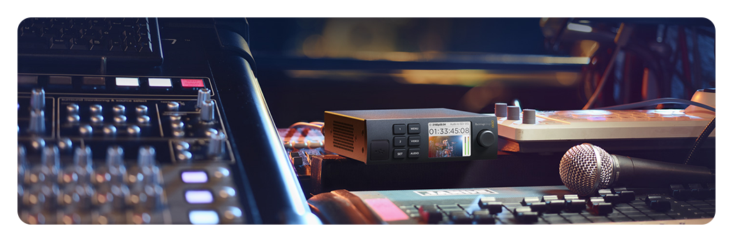 blackmagic converter connected into a professional audio setup