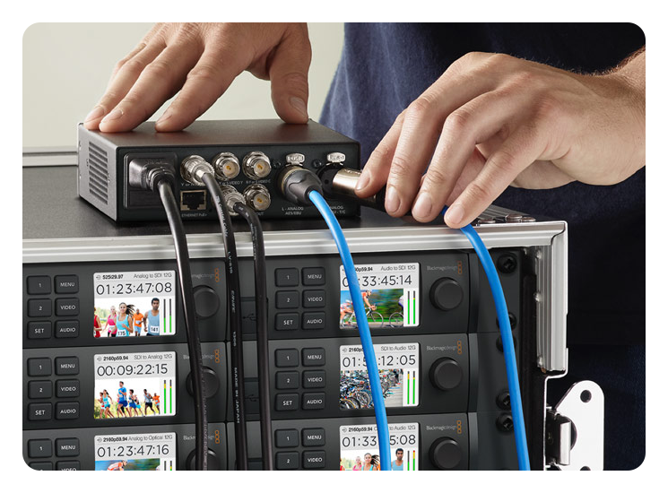 blackmagic converter being set up