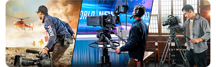 blackmagic ursa broadcast g2 being used in different filming situations