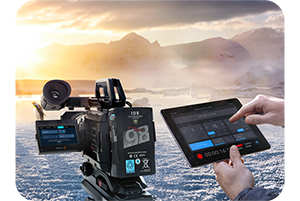 a tablet being used to control the blackmagic ursa broadcast g2