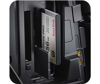 close up of the blackmagic ursa broadcast g2 dual media slots