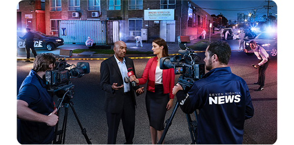 blackmagic ursa broadcast g2 being used in a news interview
