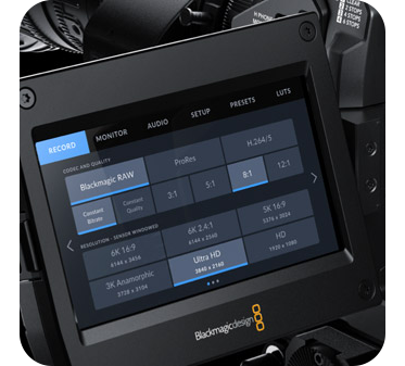 close up of the blackmagic ursa broadcast g2 interface