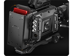blackmagic Ursa Mini Recorder attached to the blackmagic ursa broadcast g2