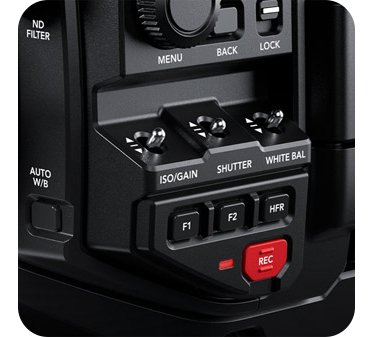 close up of the button interface of the blackmagic ursa broadcast g2