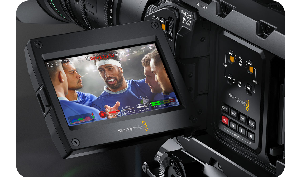 close up of the blackmagic ursa broadcast g2 lcd touchscreen