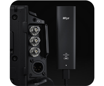 wise usb ssd connected to the blackmagic ursa broadcast g2