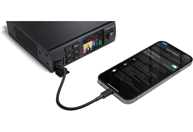 blackmagic web presenter connected to a smartphone