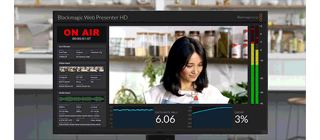 blackmagic web presenter example of built-in technical monitoring