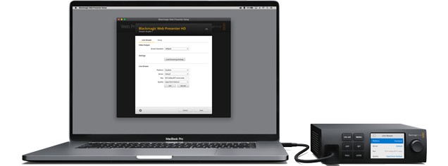 blackmagic web presenter connected to a laptop