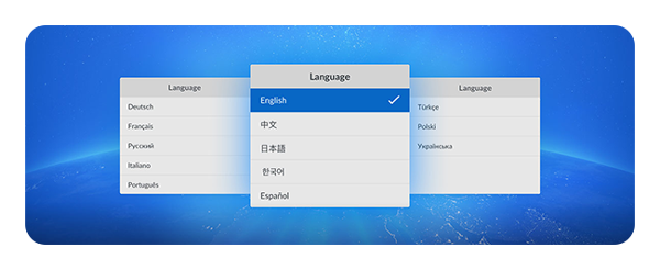 blackmagic language selection interface