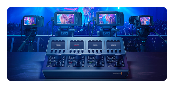 blackmagic camera controller connected to 3 cameras