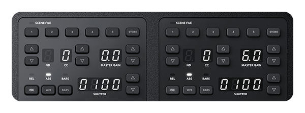 close up of the blackmagic camera controller controls