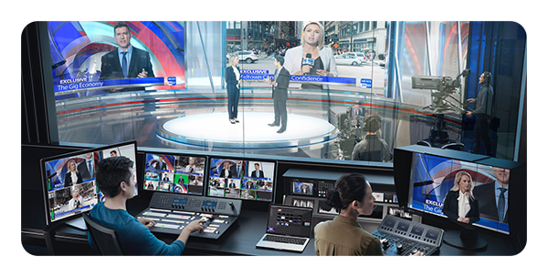 Blackmagic atem products being used in a news studio