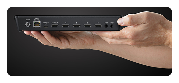 someone holding the blackmagic atem